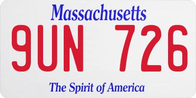 MA license plate 9UN726