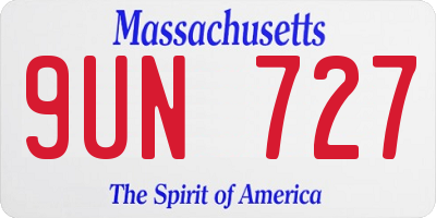 MA license plate 9UN727