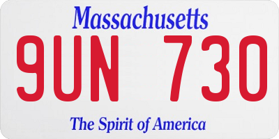 MA license plate 9UN730