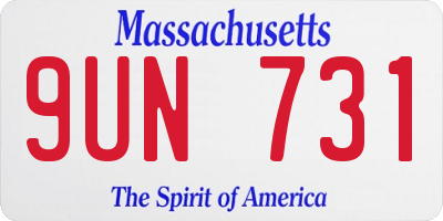 MA license plate 9UN731