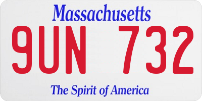 MA license plate 9UN732