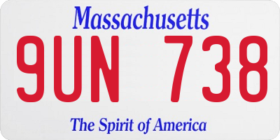 MA license plate 9UN738