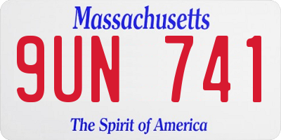 MA license plate 9UN741