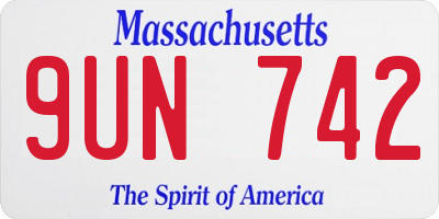 MA license plate 9UN742