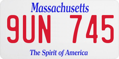 MA license plate 9UN745