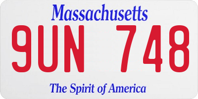 MA license plate 9UN748