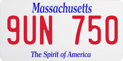 MA license plate 9UN750