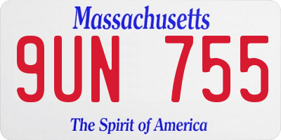 MA license plate 9UN755