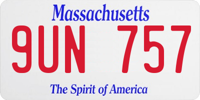 MA license plate 9UN757