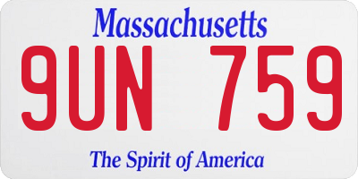 MA license plate 9UN759