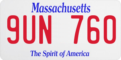 MA license plate 9UN760