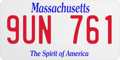 MA license plate 9UN761