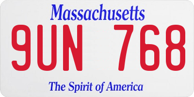 MA license plate 9UN768