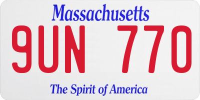 MA license plate 9UN770