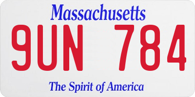 MA license plate 9UN784