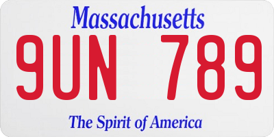 MA license plate 9UN789
