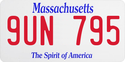 MA license plate 9UN795