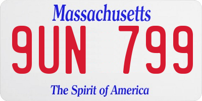 MA license plate 9UN799