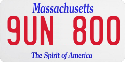 MA license plate 9UN800