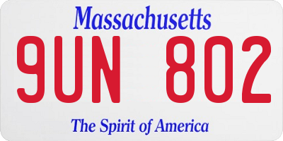 MA license plate 9UN802
