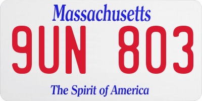 MA license plate 9UN803