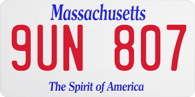 MA license plate 9UN807