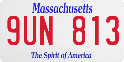 MA license plate 9UN813