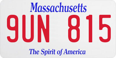 MA license plate 9UN815