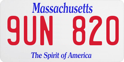 MA license plate 9UN820
