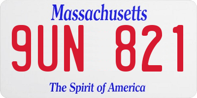 MA license plate 9UN821