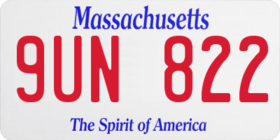 MA license plate 9UN822