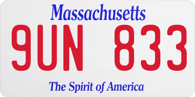 MA license plate 9UN833