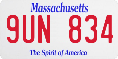 MA license plate 9UN834