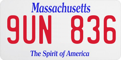 MA license plate 9UN836