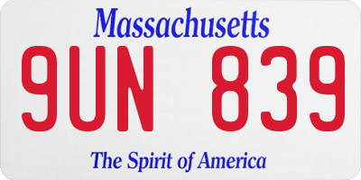 MA license plate 9UN839