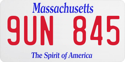 MA license plate 9UN845
