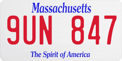 MA license plate 9UN847