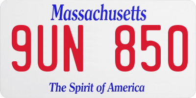 MA license plate 9UN850