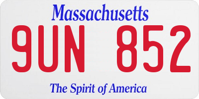 MA license plate 9UN852