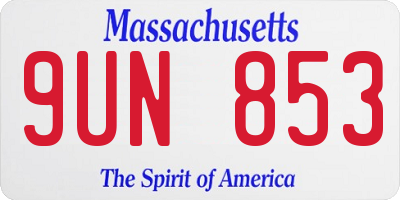 MA license plate 9UN853