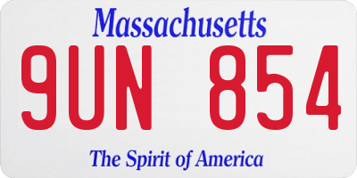 MA license plate 9UN854
