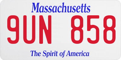 MA license plate 9UN858