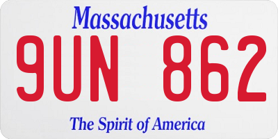 MA license plate 9UN862