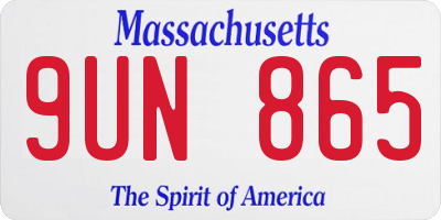 MA license plate 9UN865