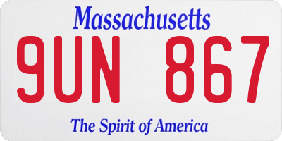 MA license plate 9UN867