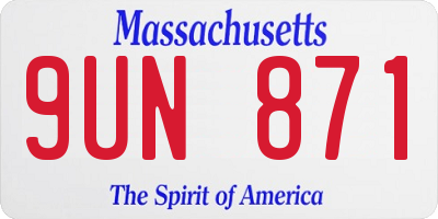 MA license plate 9UN871