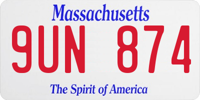 MA license plate 9UN874