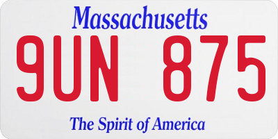 MA license plate 9UN875
