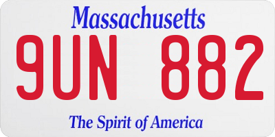 MA license plate 9UN882