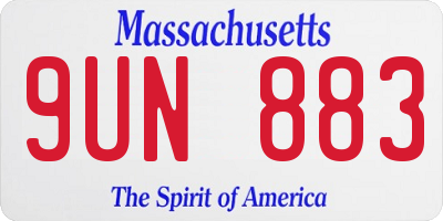 MA license plate 9UN883